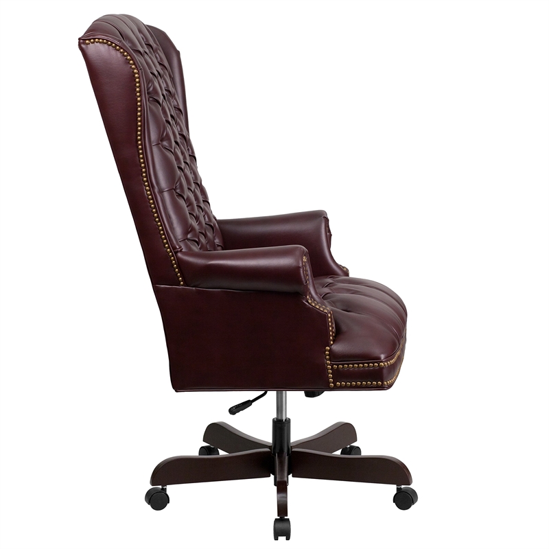Flash Furniture Traditional Upholstered Executive Office Chair in Burgundy