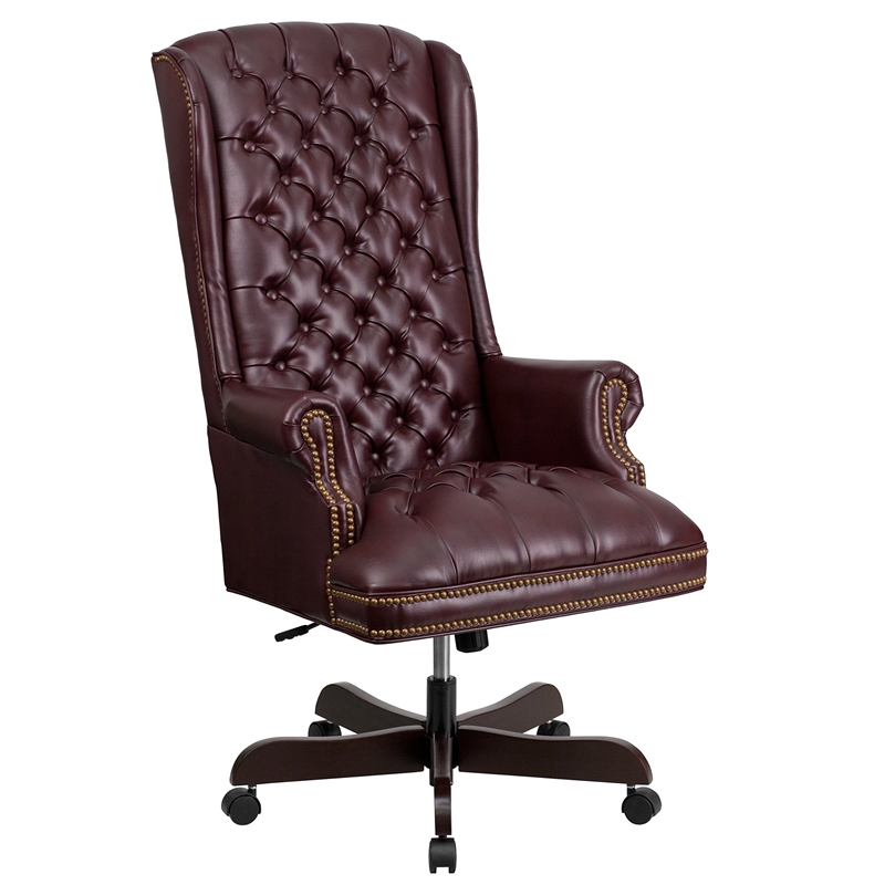 Flash Furniture Traditional Upholstered Executive Office Chair in Burgundy