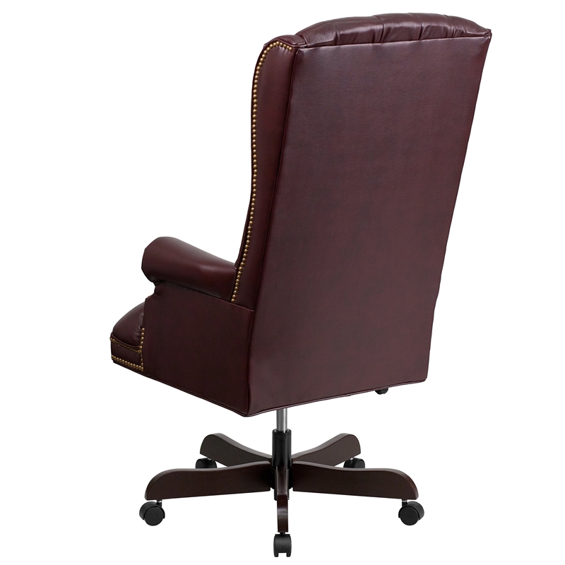 Flash Furniture Traditional Upholstered Executive Office Chair in Burgundy