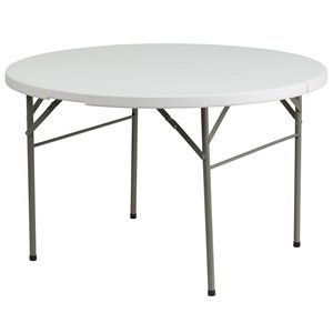 flash furniture contemporary waterproof plastic top bi-fold table in granite white with carry handle