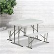 Flash Furniture Plastic Folding Table and Benches in White