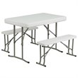 Flash Furniture Plastic Folding Table and Benches in White