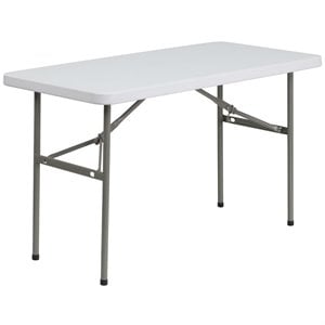 flash furniture contemporary waterproof plastic top folding table in granite white