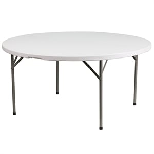 Flash Furniture 61&quot Round Plastic Folding Table in Granite White