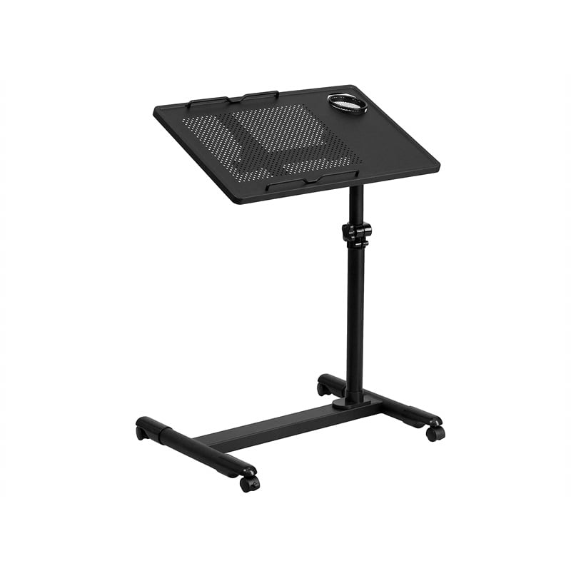 Flash Furniture Adjustable Mobile Laptop Cart in Black