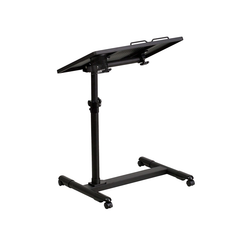 Flash Furniture Adjustable Mobile Laptop Cart in Black