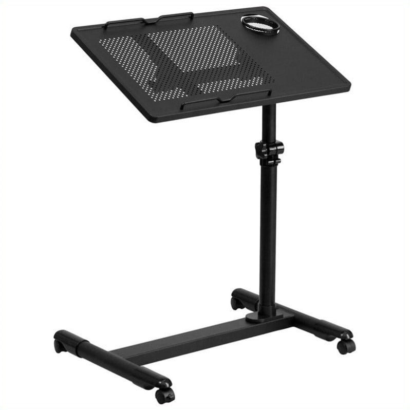 Flash Furniture Adjustable Mobile Laptop Cart in Black