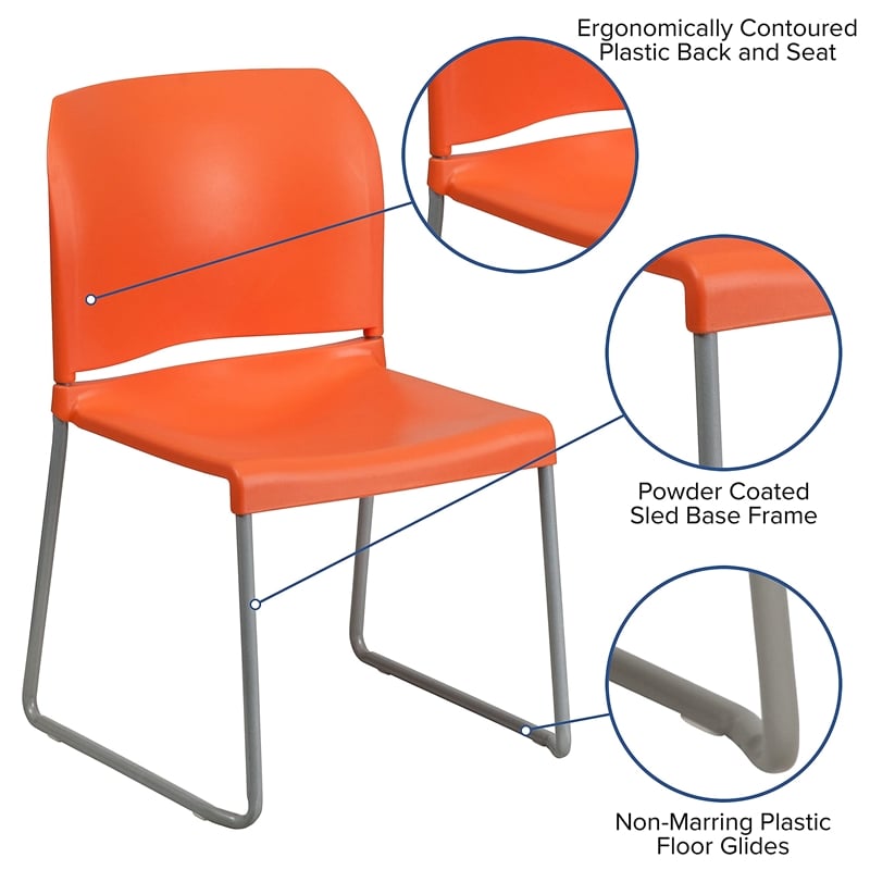 Flash Furniture Hercules Contoured Back Stacking Chair in Orange