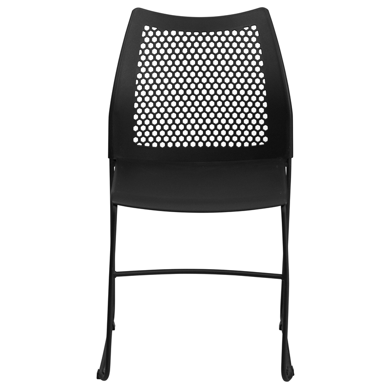 Flash Furniture Hercules Air Vent Sled Base Stacking Chair in Black