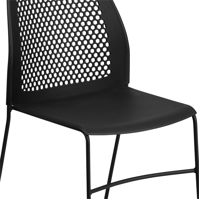 Flash Furniture Hercules Air Vent Sled Base Stacking Chair in Black