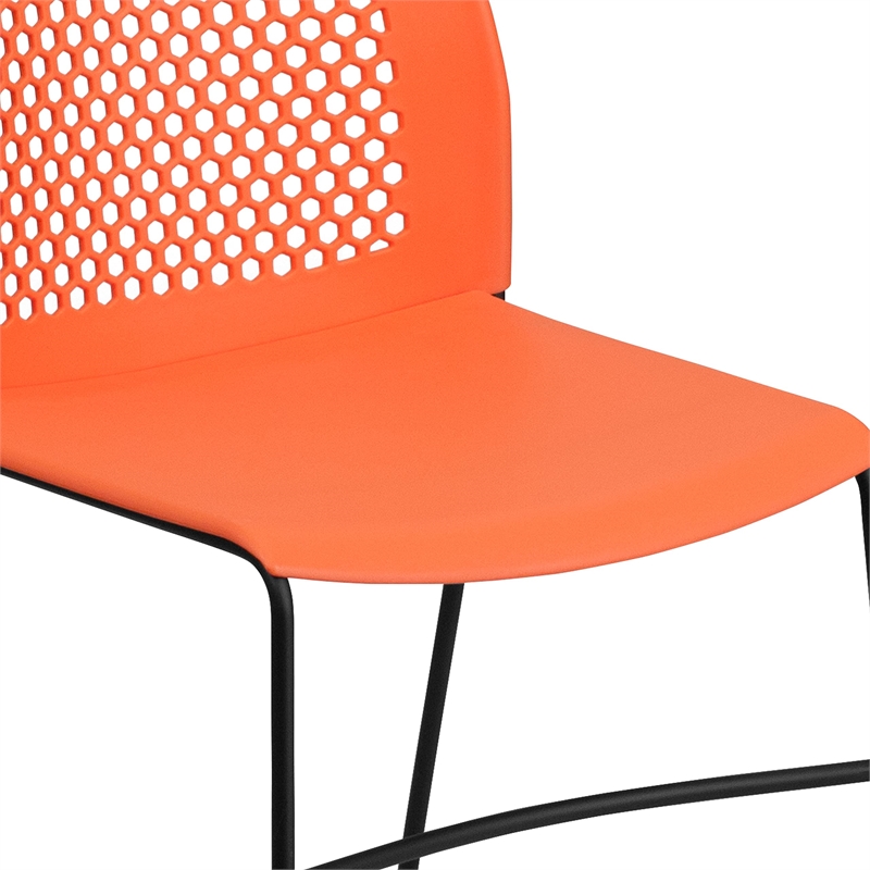 Flash Furniture Hercules Air Vent Sled Base Stacking Chair in Orange