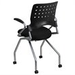 Flash Furniture Galaxy Mobile Plastic Nesting Folding Arm Chair in Black