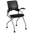 Flash Furniture Galaxy Mobile Plastic Nesting Folding Arm Chair in Black