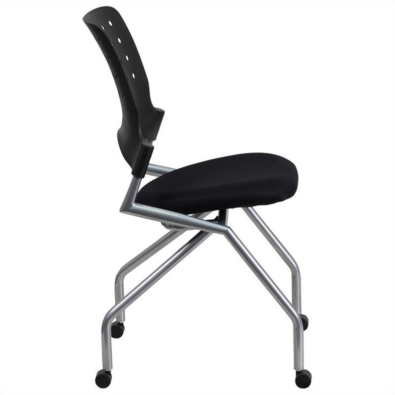 Flash Furniture Galaxy Mobile Plastic Nesting Folding Chair in Black