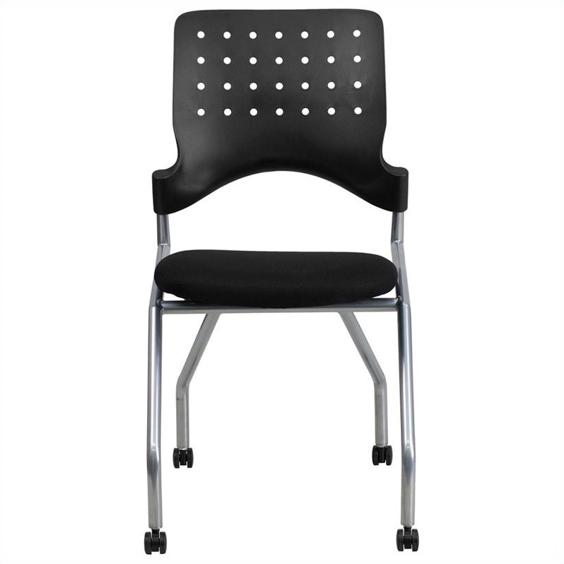 Flash Furniture Galaxy Mobile Plastic Nesting Folding Chair in Black