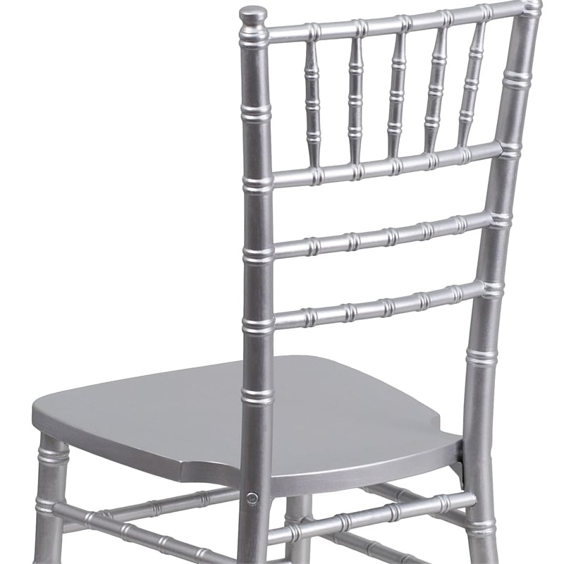 Flash Furniture Hercules Wood Chiavari Stacking Dining Side Chair in Silver