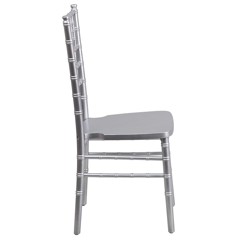 Flash Furniture Hercules Wood Chiavari Stacking Dining Side Chair in Silver