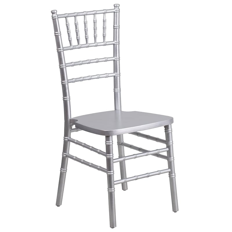 Flash Furniture Hercules Wood Chiavari Stacking Dining Side Chair in Silver