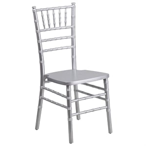 Flash Furniture Hercules Wood Chiavari Stacking Dining Side Chair in Silver
