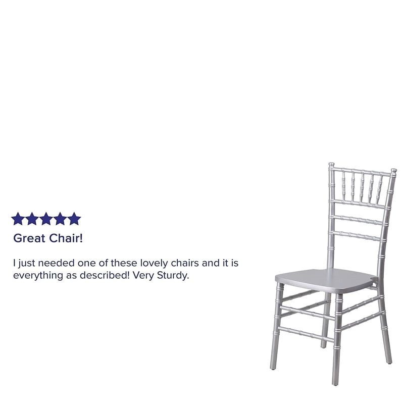 Flash Furniture Hercules Wood Chiavari Stacking Dining Side Chair in Silver