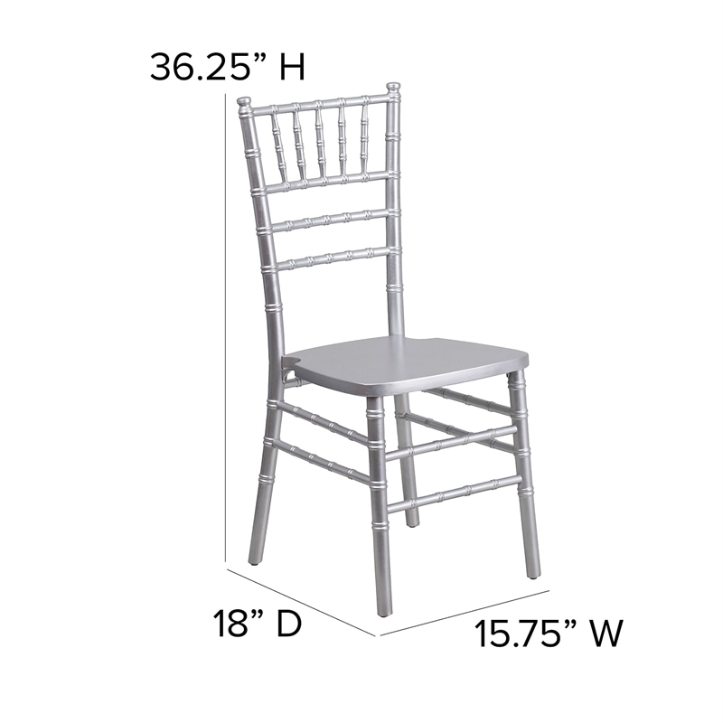 Flash Furniture Hercules Wood Chiavari Stacking Dining Side Chair in Silver