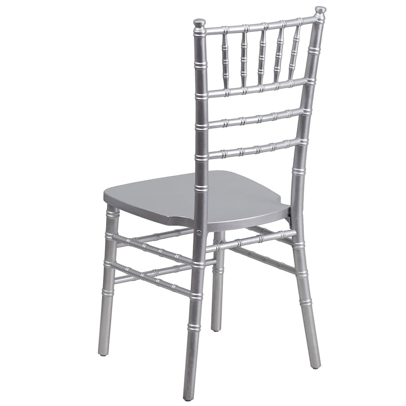 Flash Furniture Hercules Wood Chiavari Stacking Dining Side Chair in Silver