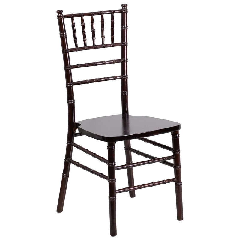 Flash Furniture Hercules Wood Chiavari Stacking Dining Side Chair in Walnut
