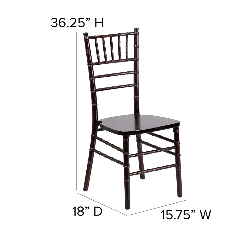 Flash Furniture Hercules Wood Chiavari Stacking Dining Side Chair in Walnut