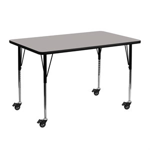 Flash Furniture 31&quot x 24&quot x 48&quot Rectangular High Pressure Top Mobile Activity Table in Gray
