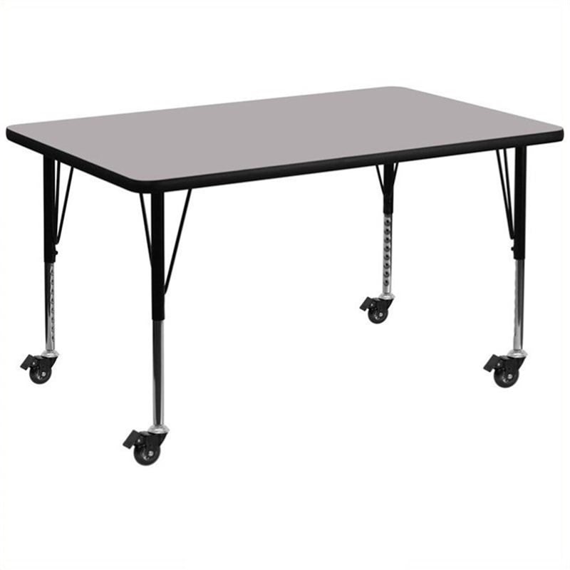 Flash Furniture Rectangular Thermal Fused Top Mobile Activity Table in Gray