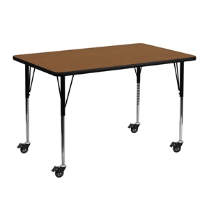 Flash Furniture 31&quot x 24&quot x 48&quot Rectangular High Pressure Top Mobile Activity Table in Oak