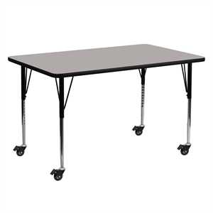 Flash Furniture 31&quot x 24&quot x 60&quot Rectangular High Pressure Top Mobile Activity Table in Gray
