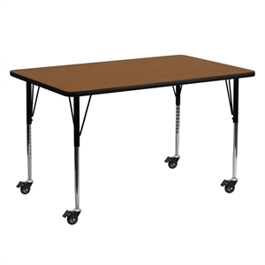 Flash Furniture 31&quot x 24&quot x 60&quot Rectangular High Pressure Top Mobile Activity Table in Oak