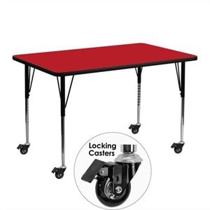 Flash Furniture Rectangular High Pressure Top Mobile Activity Table in Red