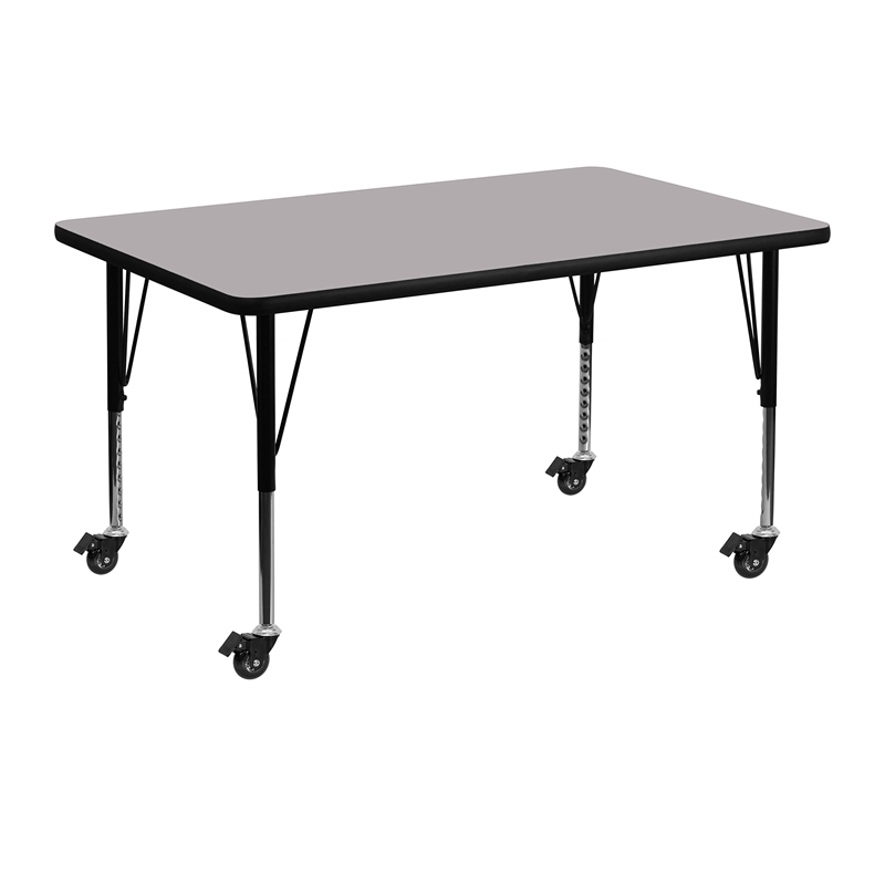 Flash Furniture  Rectangular Thermal Fused Top Mobile Activity Table in Gray