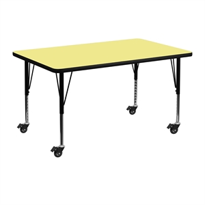 Flash Furniture 26&quot x 30&quot x 48&quot Rectangular Thermal Fused Top Mobile Activity Table in Yellow
