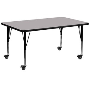 Flash Furniture 26&quot x 30&quot x 72&quot Rectangular Thermal Fused Top Mobile Activity Table in Gray