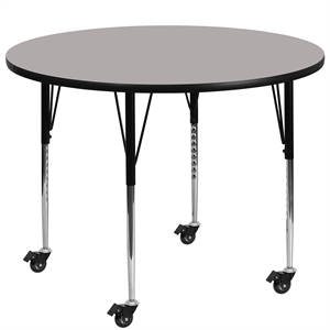 Flash Furniture 31&quot x 42&quot Round High Pressure Top Mobile Activity Table in Gray