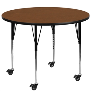 Flash Furniture 31&quot x 42&quot Round High Pressure Top Mobile Activity Table in Oak