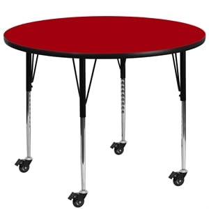 Flash Furniture 31&quot x 48&quot Round Thermal Fused Top Mobile Activity Table in Oak