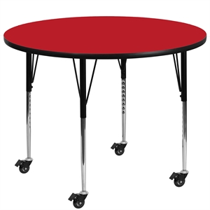 Flash Furniture 31&quot x 48&quot Round High Pressure Top Mobile Activity Table in Red