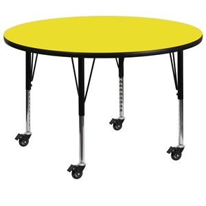 Flash Furniture 26&quotx48&quot Round High Pressure Top Mobile Activity Table in Yellow