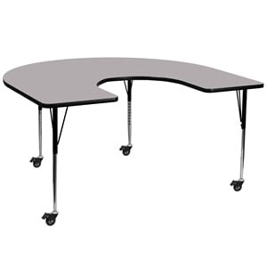 Flash Furniture 31&quot x 66&quot Thermal Fused Top Mobile Activity Table in Gray