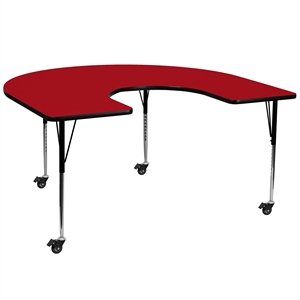 Flash Furniture 31&quot x 66&quot Thermal Fused Top Mobile Activity Table in Red