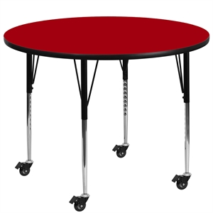 Flash Furniture 31&quot x 60&quot Round Thermal Fused Top Mobile Activity Table in Red