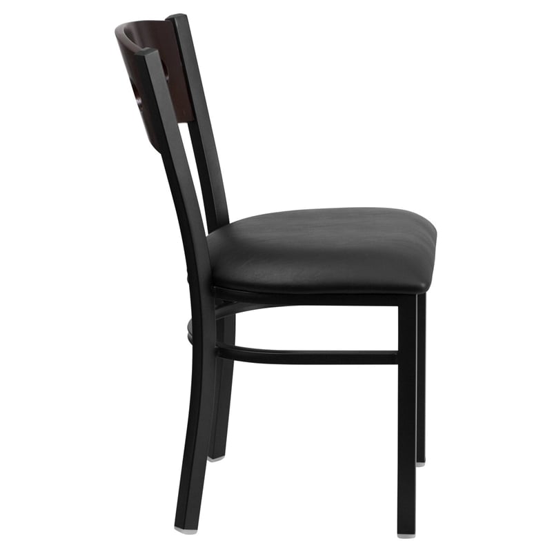 Flash Furniture Hercules Upholstered Restaurant Dining Chair in Walnut and Burgundy