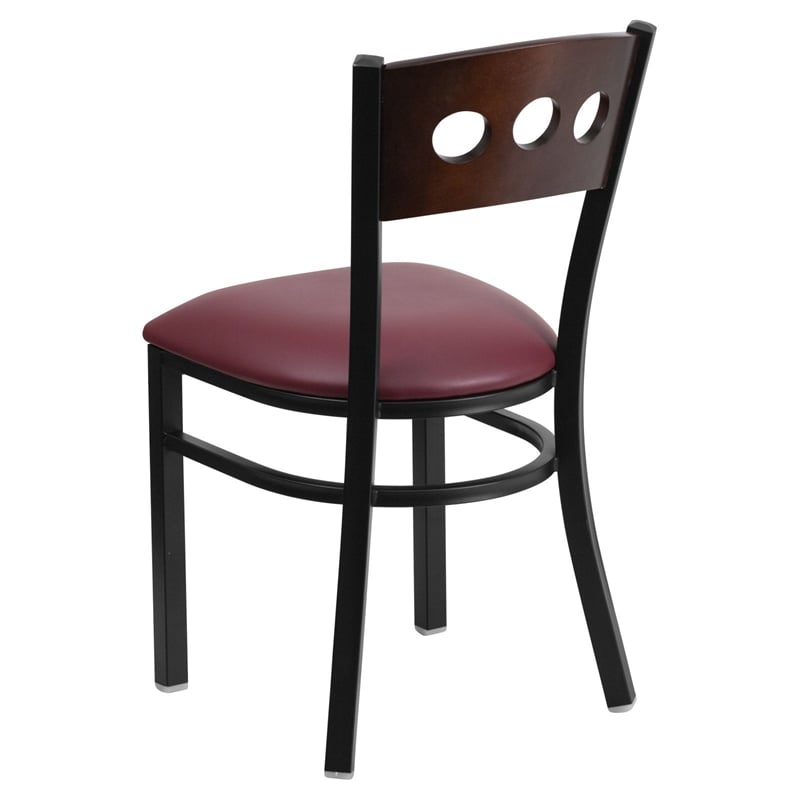 Flash Furniture Hercules Upholstered Restaurant Dining Chair in Walnut and Burgundy