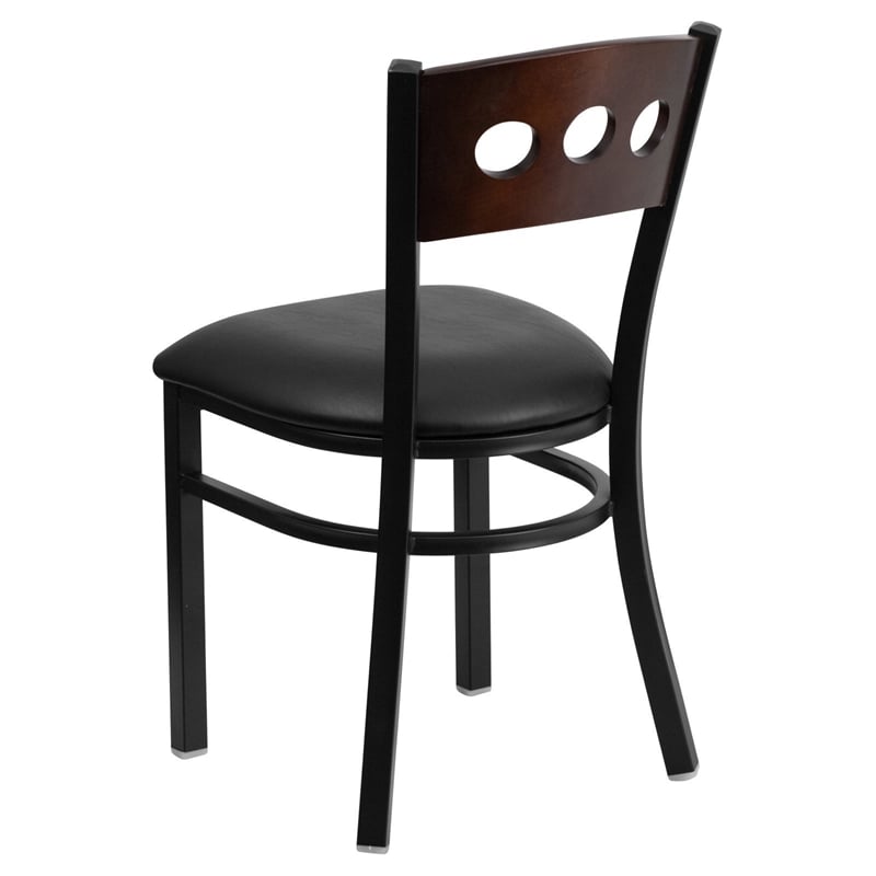 Flash Furniture Hercules Upholstered Restaurant Dining Chair in Walnut and Burgundy