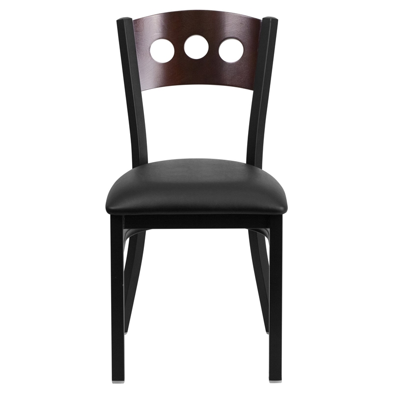 Flash Furniture Hercules Upholstered Restaurant Dining Chair in Walnut and Burgundy
