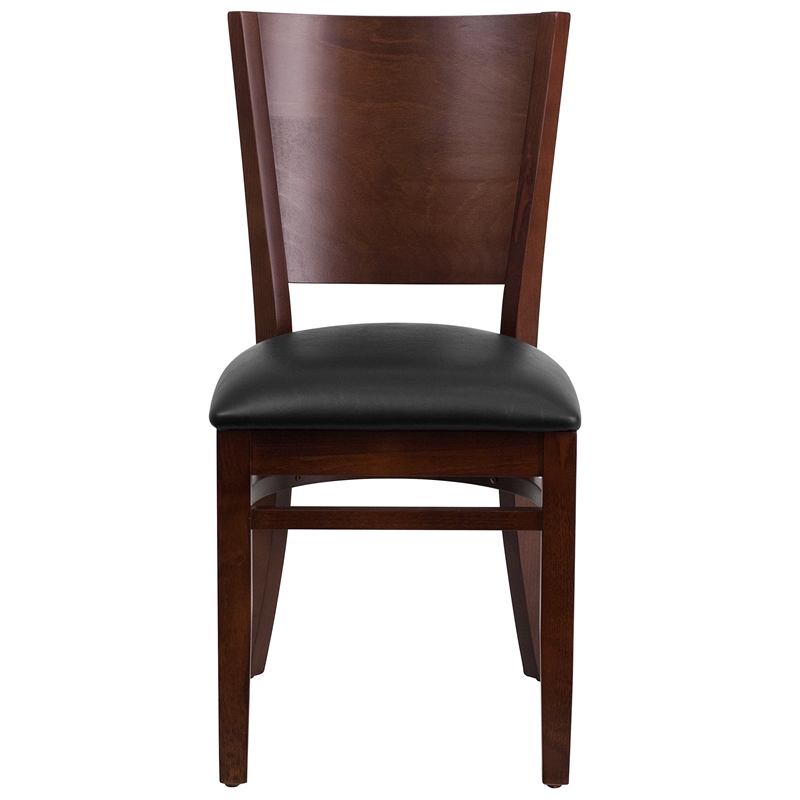 Flash Furniture Lacey Upholstered Restaurant Dining Chair in Walnut and Black